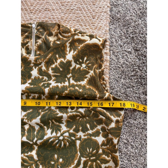 Vintage Olive Floral Sleeveless Shell Top Metal Zipper Blouse "Helen Whiting" - Picture 3 of 8